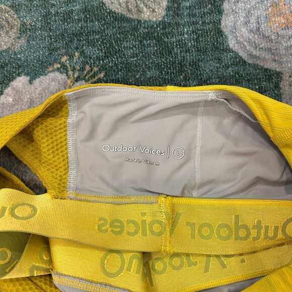 Outdoor Voices Sports Bra Womens Large Yellow Sweat Tech Wireless Racerback L - Picture 5 of 10